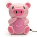 Pink pig-shaped device with a cable on a white background
