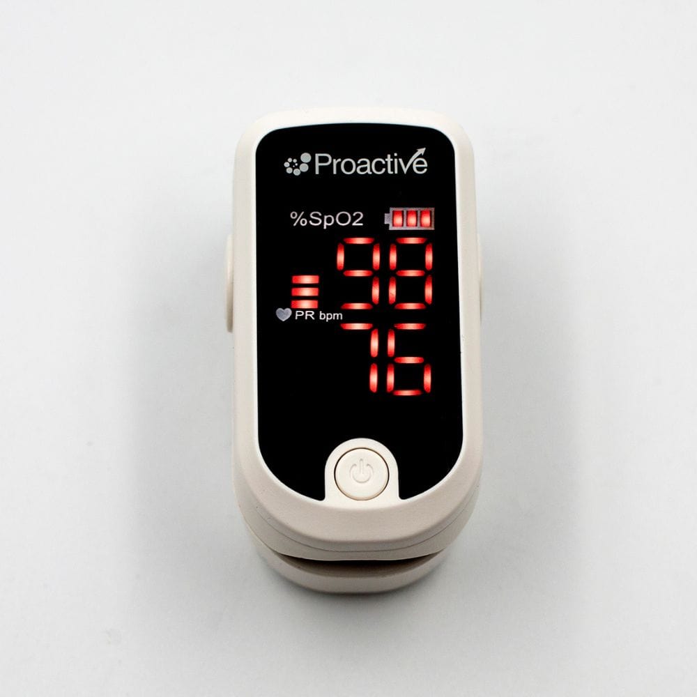 Proactive pulse oximeter on a white background