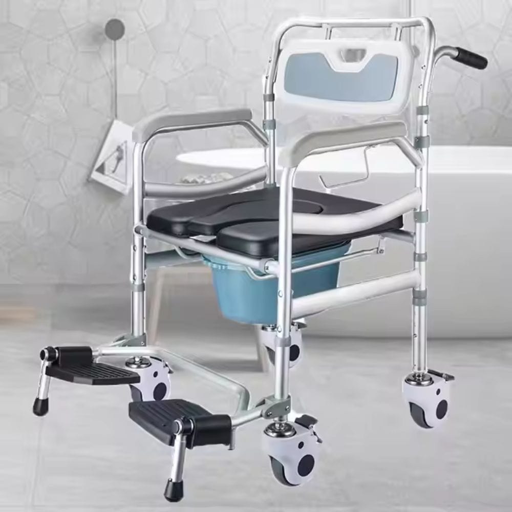 Commode Rolling Transport Toilet Chair