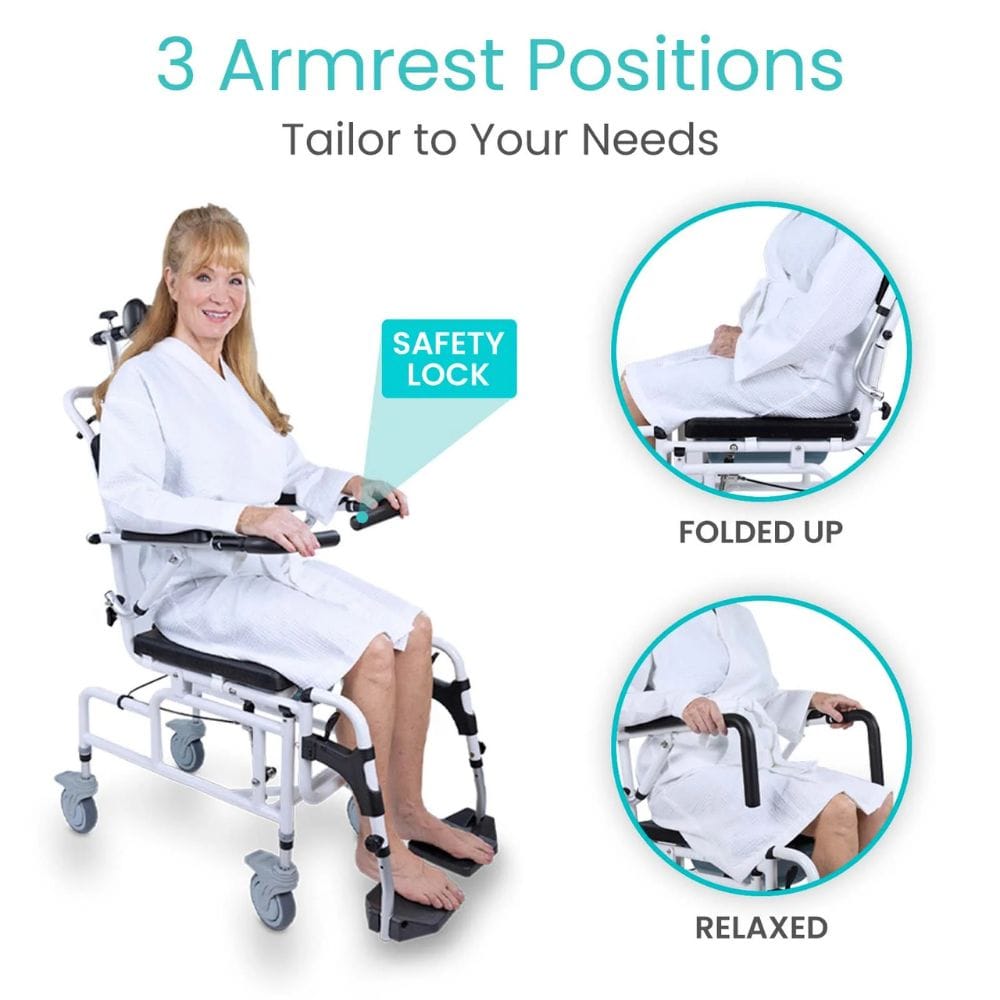 Vive Health Reclining Shower Commode Transport Chair