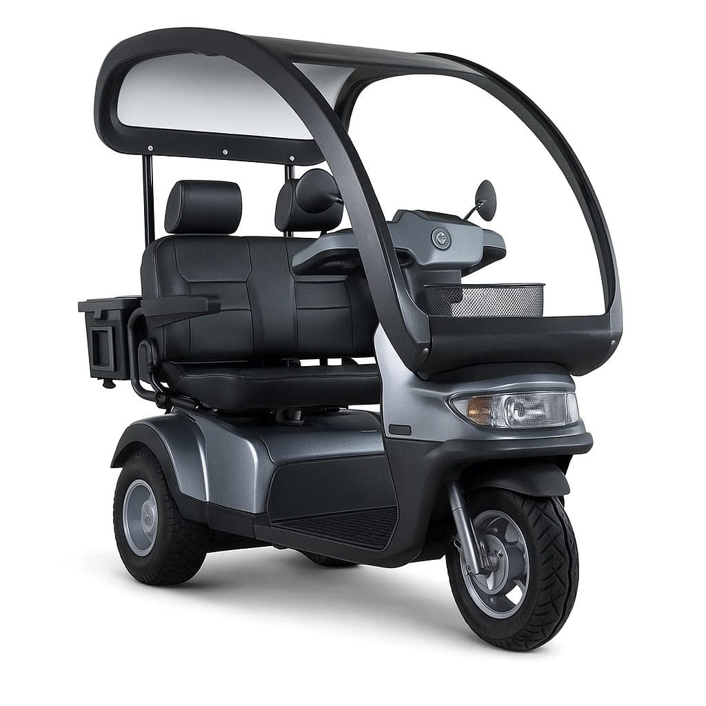 Afikim S3 Touring AT Duo 3-Wheel All-Terrain 2-Seat Mobility Scooter with Canopy in Grey
