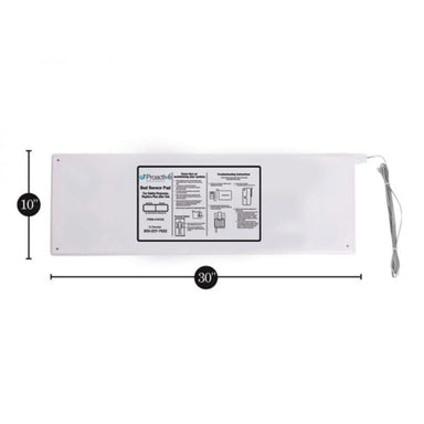 White pouch with measurement labels on a white background