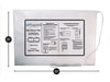 Proactive bed sensor pad with dimensions and contact information on a white background