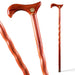 Wooden walking cane with decorative handle on a white background