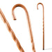 Two wooden walking canes on a white background