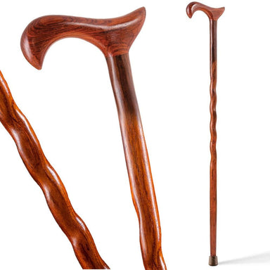 Two wooden walking canes on a white background