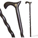 Two dark wooden walking canes on a white background