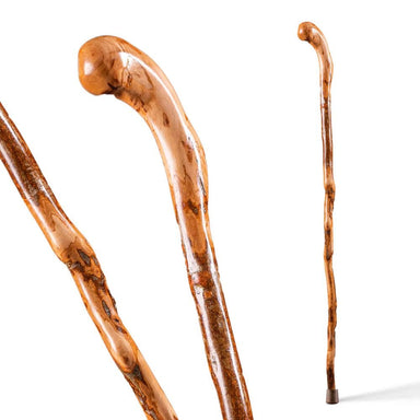 Two wooden walking canes on a white background