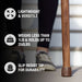 Wooden cane with text highlighting features on a blurred background