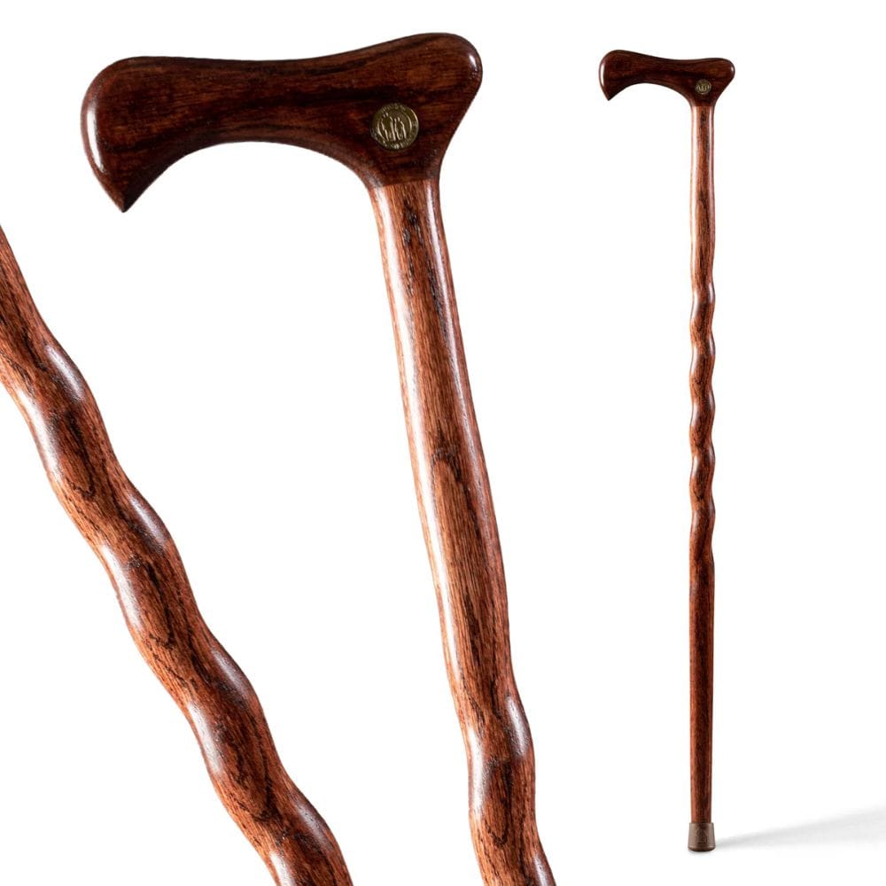 Two wooden walking canes on a white background