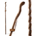 Three wooden walking sticks with a brand logo on a white background