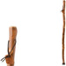 Two wooden walking sticks with leather straps on a white background