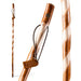 Wooden walking stick with leather patch on a white background
