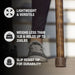 Wooden cane with text highlighting features on a blurred background