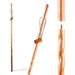 Wooden walking stick with a brand label on a white background