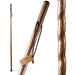 Three wooden walking sticks with a visible brand logo on a white background