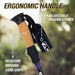 Ergonomic handle with adjustable padded straps and moisture wicking cork grips on a blurred natural background