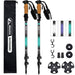 Two hiking poles with accessories and a carrying bag on a white background
