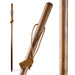 Wooden walking stick with carrying strap on a white background