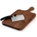 Wooden cutting board with a cleaver on a white background