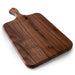 Wooden cutting board with a handle on a white background