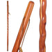 Three wooden walking sticks with a white background