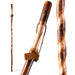 Wooden walking sticks with a brand logo on a white background