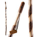 Two wooden walking sticks with a brand logo on a white background