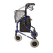 Blue walker with basket and seat on a white background