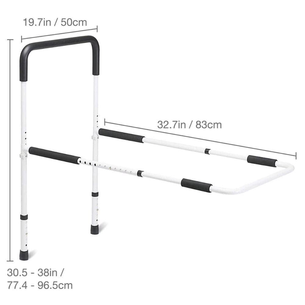 Height adjustable safety gate with dimensions labeled on a white background