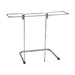 Metal stand with two shelves on a white background