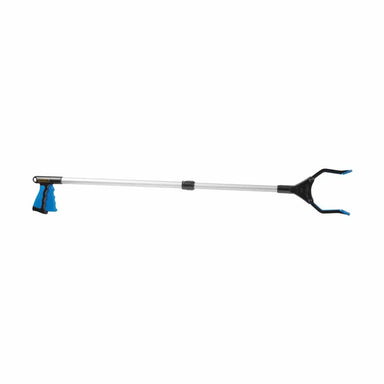 Two-handled tool with blue grips on a white background