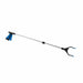Telescopic pole with black and blue ends on a white background