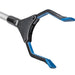 Close-up of a tool with blue and black design on a white background