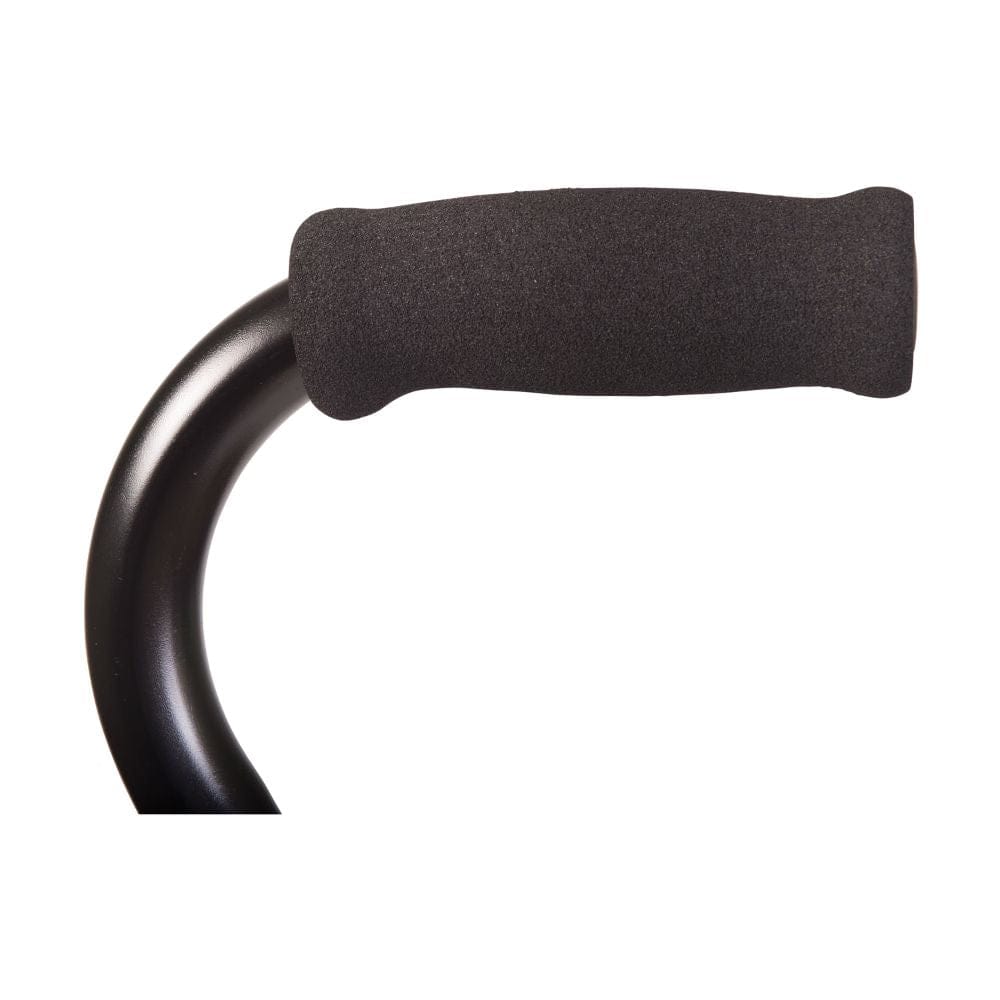 Black bicycle handlebar grip on a white background