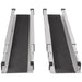Two black ramps with silver metal sides on a white background