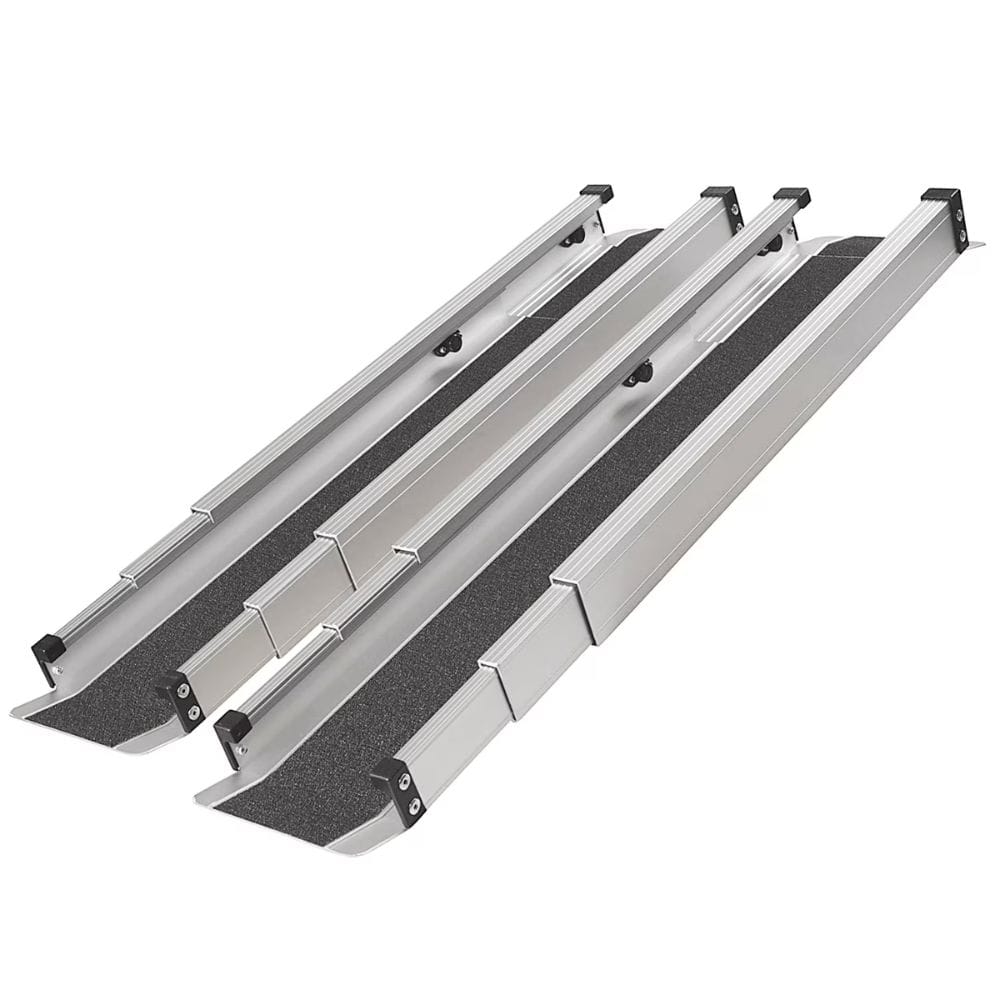 Set of three metal ramps on a white background