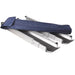 Set of metal brackets with a blue carrying case on a white background