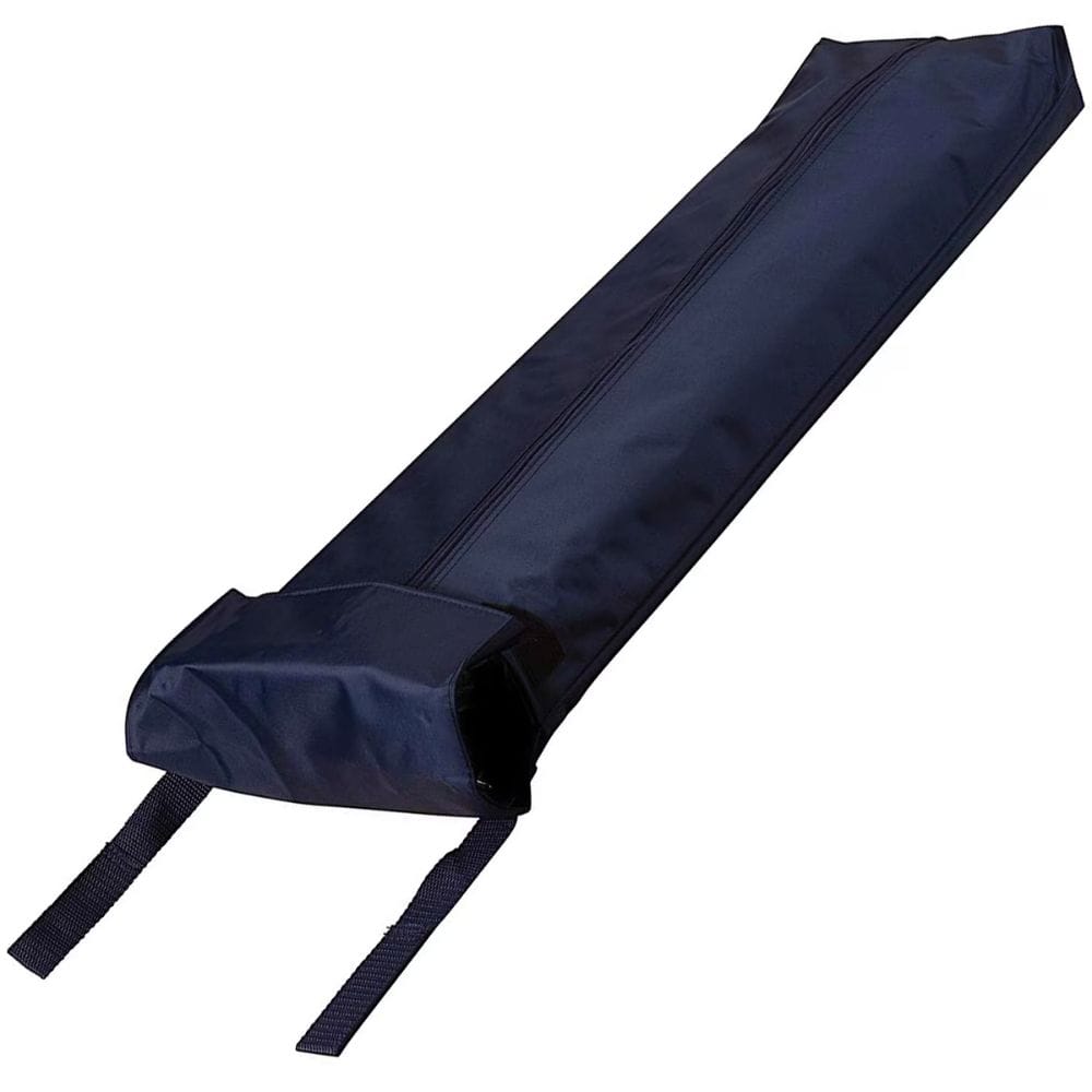 Navy blue umbrella with a strap on a white background
