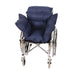 Wheelchair with navy blue cushions on a white background