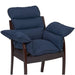 Chair with blue cushions on a white background