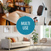 Collage of a home office and living room with 'Multi Use' text overlay.