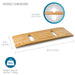 Wooden bath tray with dimensions and weight capacity on a white background