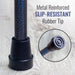 Metal reinforced slip-resistant rubber tip on a textured surface with text overlay.