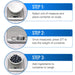 Instructions for using a digital kitchen scale with steps displayed.