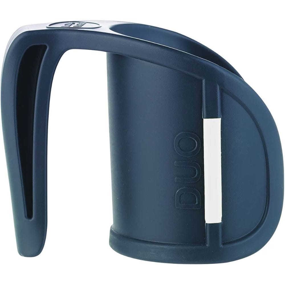 Blue plastic handle with 'DUO' branding on a white background