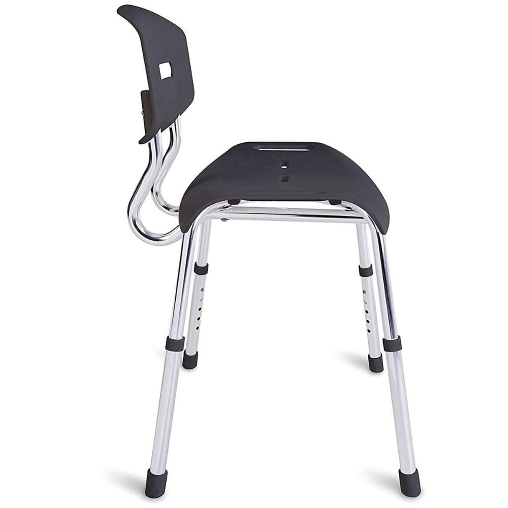 Black school chair with metal legs on a white background