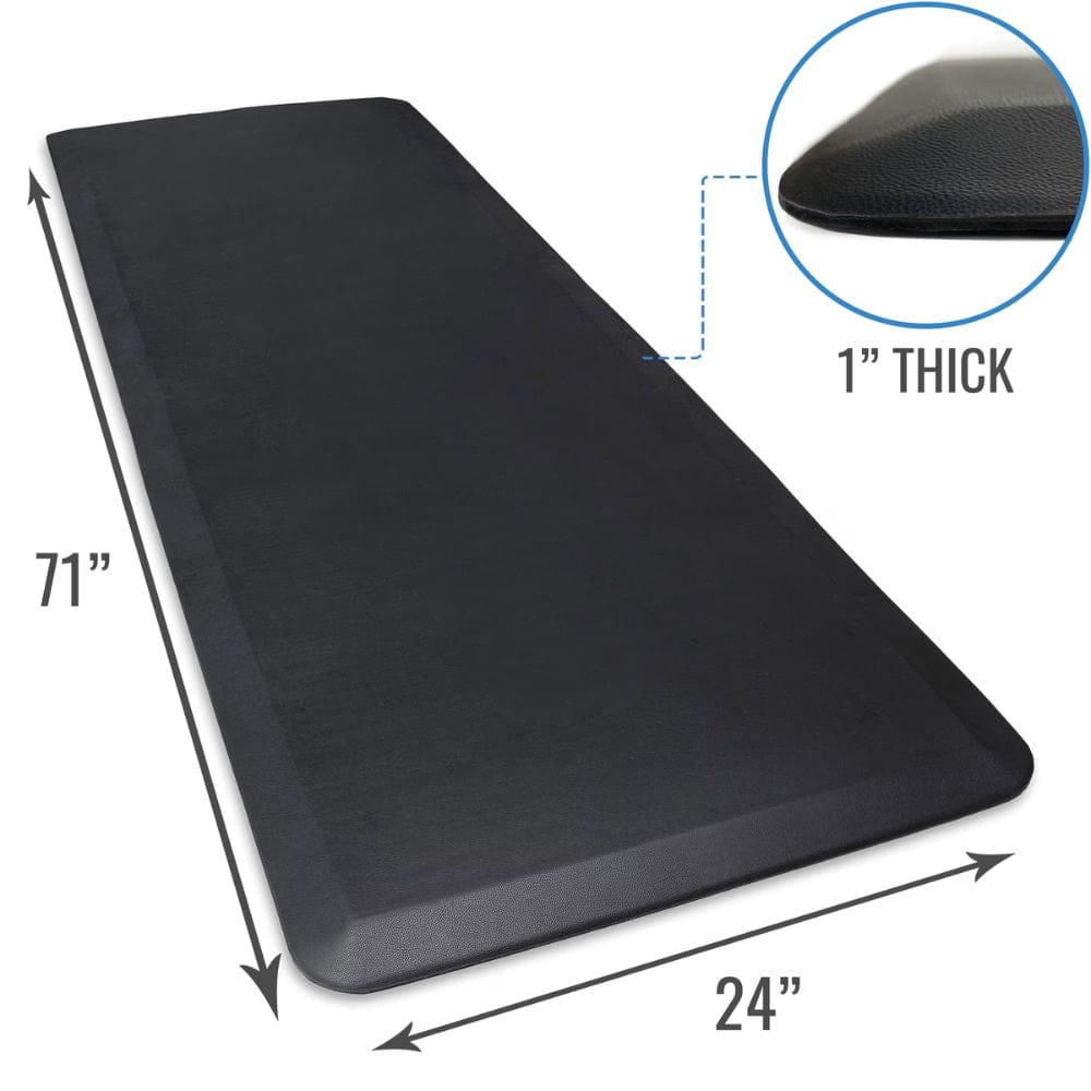 Black mat with dimensions labeled on a white background