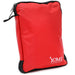 Red pouch with black zipper on a white background, featuring the DMI logo.