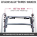 Walker attachment with measurement details on a white background